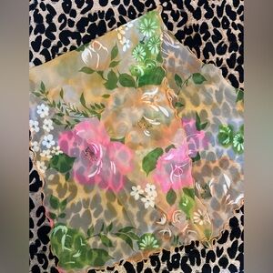 Vintage floral nylon scarf or headwrap